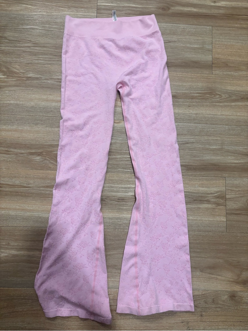 Light Pink rose embroidered Flared ALTAR’D STATE Yoga Pants